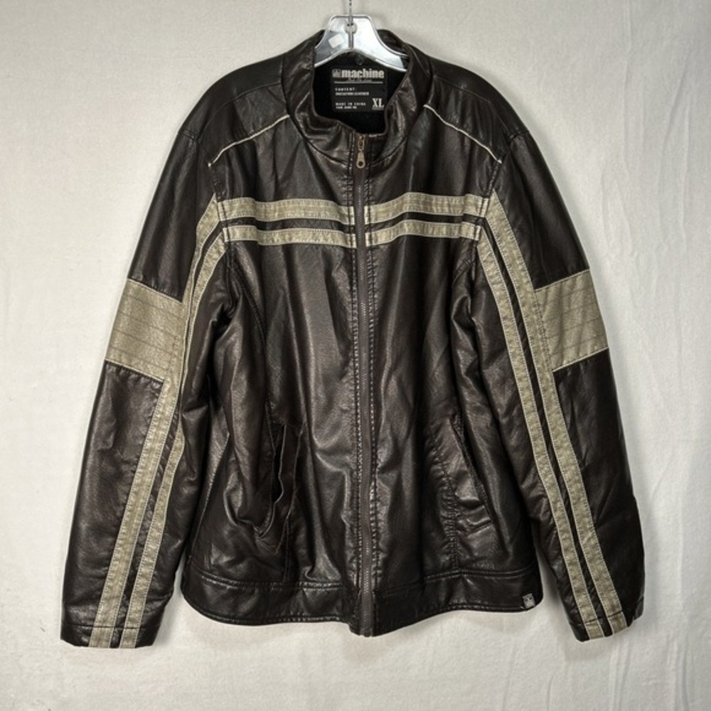 Vintage‎ Machine "Push The Limit" Imitation Leather Motorcycle jacket Men's XL